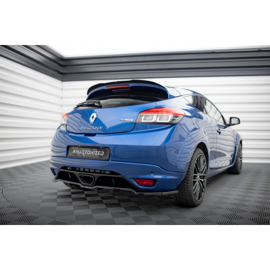 Maxton Design středový spoiler pod zadní nárazník s žebrováním pro Renault Megane RS Mk3, černý lesklý plast ABS