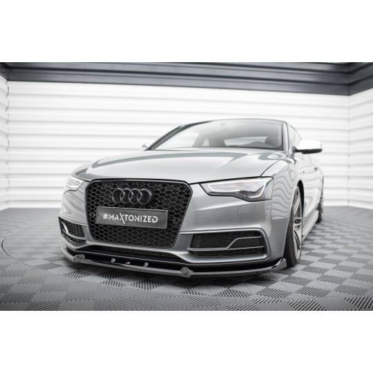 Maxton Design spoiler pod přední nárazník ver.3 pro Audi S5 8T FL, černý lesklý plast ABS, Coupe/Sportback