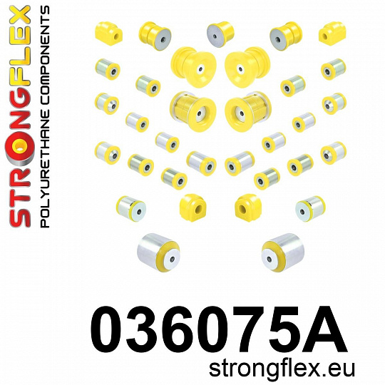 036075A: Strongflex Kompletní sada silentbloků pro zavěšení varianta SPORT 036075A: Strongflex Kompletní sada silentbloků pro zavěšení varianta SPORT
