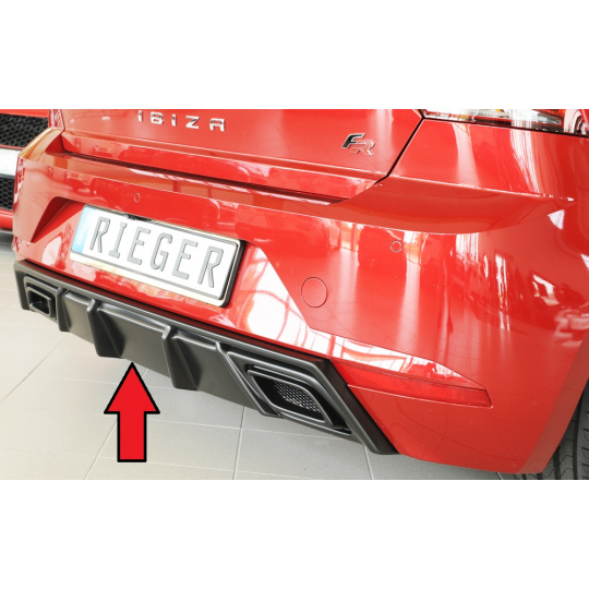 Rieger vložka zadního nárazníku pro Seat Ibiza KJ 5-dvéř., plast ABS bez povrchové úpravy, pro orig. výfukový systém