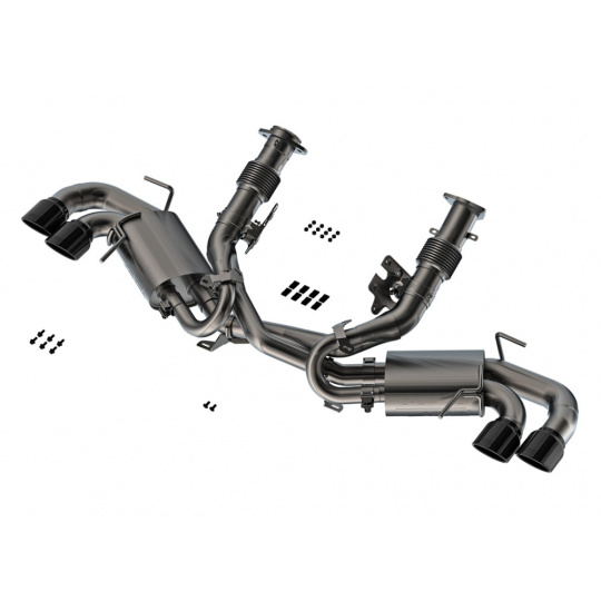 Borla Cat-Back "Atak" pro Chevrolet Corvette Stingray C8 6,2l V8, automat, RWD 2-dvéř., AFM (20'-21')/DFM (22'-24'), r.v. 2020-2024, typ koncovek: karbonové se světlými středy