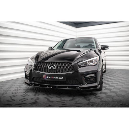 Maxton Design spoiler pod přední nárazník ver.2 pro Infiniti Q50 S Mk1, černý lesklý plast ABS