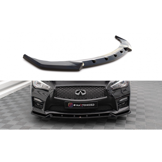 Maxton Design spoiler pod přední nárazník ver.2 pro Infiniti Q50 S Mk1, černý lesklý plast ABS