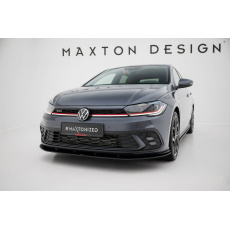 Maxton Design "Street Pro" spoiler pod přední nárazník pro Volkswagen Polo GTI Mk6 Facelift, plast ABS bez povrchové úpravy, s černou a červenou linkou Maxton Design "Street Pro" spoiler pod přední nárazník pro Volkswagen Polo GTI Mk6 Facelift, plast ABS bez povrchové úpravy, s černou a červenou linkou
