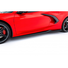 Maxton Design difuzory pod boční prahy pro Chevrolet Corvette C8, černý lesklý plast ABS