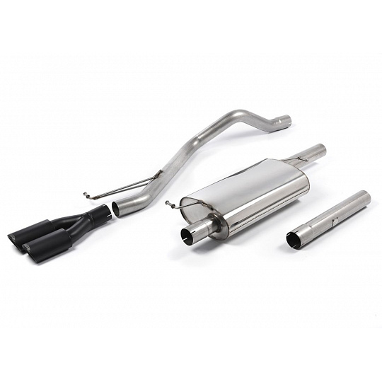 Milltek Sport výfukový systém cat-back s rezonátorem (tišší) pro Volkswagen Transporter \ Caravelle T5 LWB 2.0l (84ps/102ps) 2WD a 4MOTION 2010-2015, dvojitá oválná koncovka, typ koncovek: GT-100 černé