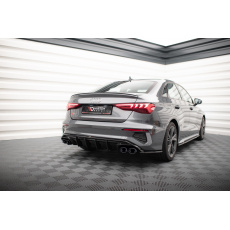 Maxton Design vložka zadního nárazníku s chromovými imitacemi koncovek výfuku pro Audi A3 8Y, černý lesklý plast ABS, S-Line Sedan