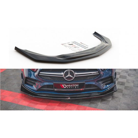 Maxton Design spoiler pod přední nárazník ver.3 pro Mercedes třída A W177 A35 AMG Aero, černý lesklý plast ABS