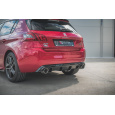 Maxton Design vložka zadního nárazníku s černými imitacemi koncovek výfuku pro Peugeot 308 GT Mk2 Facelift, černý lesklý plast ABS