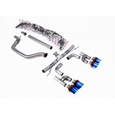 Milltek Sport výfukový systém cat-back Golf R Style - Race (nejhlasitější) pro Volkswagen Golf Mk8 GTi (Golf R Style Quad Outlet Systems - 245ps bez GPF / North American modely) 2021-2024, typ koncovek: GT-115 titanově modré