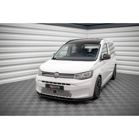 Maxton Design spoiler pod přední nárazník pro Volkswagen Caddy Mk5, černý lesklý plast ABS