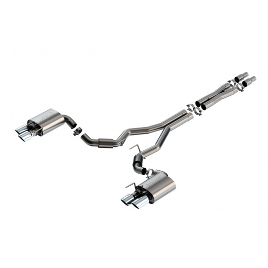 Borla Cat-Back výfukový systém "S-Type" pro Ford Mustang GT 5,0L V8, automat/manual, RWD 2-dvéř. r.v. 2024-, s Active Exhaust, typ koncovek: chromové