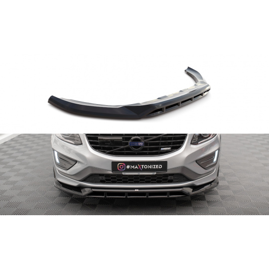 Maxton Design spoiler pod přední nárazník pro Volvo XC60 Mk1 Facelift R-Design, černý lesklý plast ABS