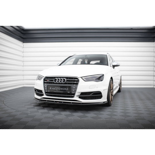 Maxton Design spoiler pod přední nárazník pro Audi S3 8V, černý lesklý plast ABS, Sportback/Hatchback