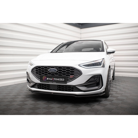 Maxton Design spoiler pod přední nárazník ver.1 pro Ford Focus, Focus ST Mk4, černý lesklý plast ABS