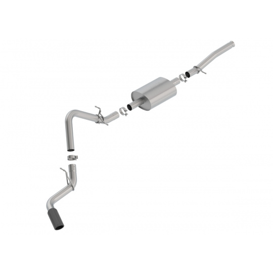 Borla Cat-Back výfukový systém "S-Type" typ 36 pro GMC Sierra 1500 5,3l V8 AT, 2&4WD, 2dv. REG. CAB Standard Bed WB 126", r.v. 2019-2020, typ koncovek: černé