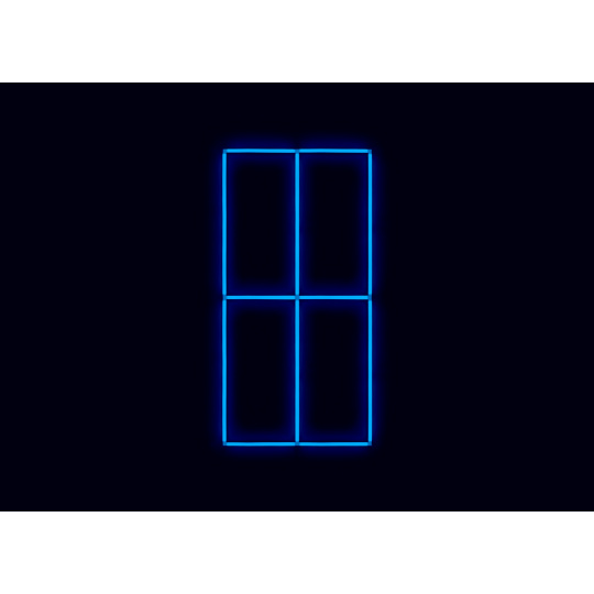 Kompletní LED čtyřhranné svítidlo modré, rozměr: 4 elementy 88 x 234 cm