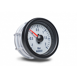 Autogauge palubní přístroj, měřená hodnota: tlak turba, barva podkladu: bílá