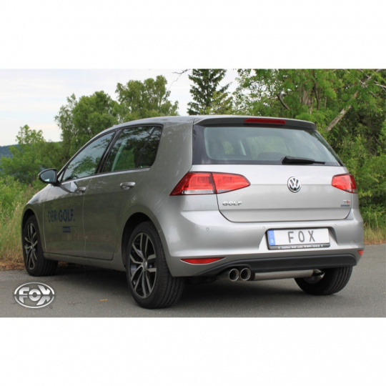 Fox Sportauspuff koncový tlumič výfuku s koncovkou 2x80 Typ 25 pro Volkswagen Golf VII 2012- s motorem 1.2, 1.4, 1.6, 1.6 TDI, 2.0 TDI