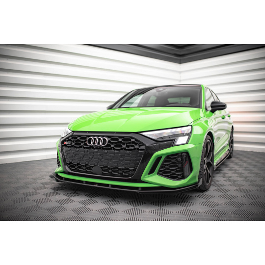 Maxton Design "Street Pro" spoiler pod přední nárazník s křidélky ver.1 pro Audi RS3 8Y, plast ABS bez povrchové úpravy