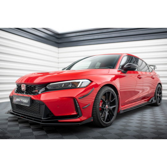 Maxton Design rohové spoilery pod přední nárazník pro Honda Civic Mk11 Type-R, černý lesklý plast ABS