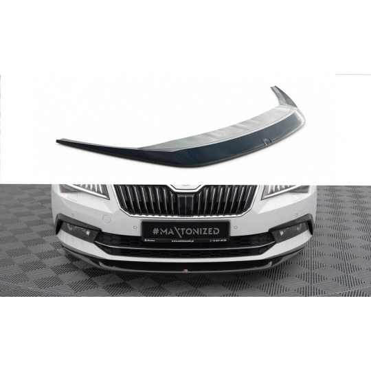 Maxton Design spoiler pod přední nárazník ver.1 pro Škoda Superb Mk3, černý lesklý plast ABS