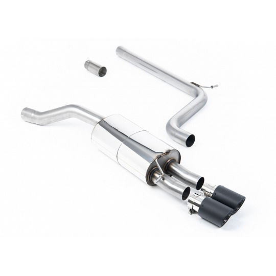 Milltek Sport výfukový systém cat-back bez rezonátoru pro Volkswagen Polo GTI 2.0 TSI (AW 5-dvéř.) bez GPF/OPF 2018-2019, typ koncovek: JET-90 karbonové