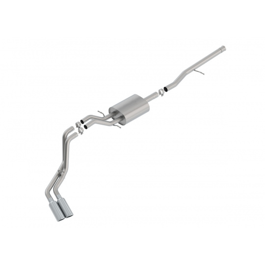 Borla Cat-Back výfukový systém "ATAK" pro GMC Sierra 1500 5,3l V8, s aut./man. převodovkou, EC/SB (78,7"), CC/SHB (69,3"), r.v. 2014-2018, vč. Sierra 1500 LD 2019, typ koncovek: chromové