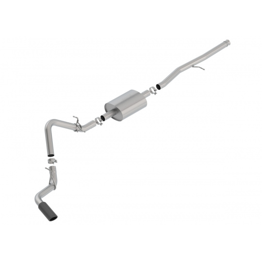 Borla Cat-Back výfukový systém "S-Type" pro Chevrolet Silverado 1500 5,3l V8/4,3l V6, s aut. převodovkou, 2WD/AWD, EC/SB (78,8"), CC/SHB (69,3"), r.v. 2019-2020, typ koncovek: černé