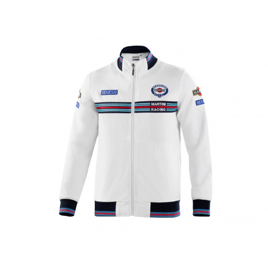 Sparco mikina na zip Martini Racing, barva: bílá, velikost: XS