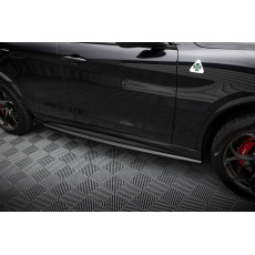 Maxton Design difuzory pod boční prahy pro Alfa Romeo Stelvio, černý lesklý plast ABS, Quadrifoglio