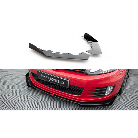 Maxton Design rohové spoilery pod přední nárazník pro Volkswagen Golf GTI Mk6, černý lesklý plast ABS