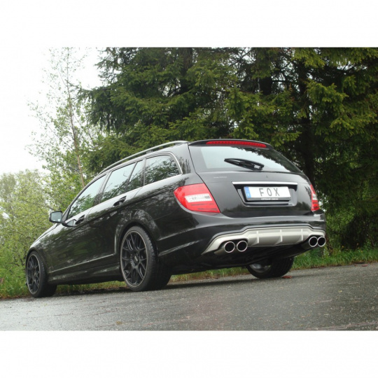 Fox Sportauspuff koncový tlumič výfuku s koncovkou pro Mercedes třída C 204 2007- s motorem 1.6, 1.8, 2.2 D, facelift, pro vozy s AMG-paketem a C63 difuzorem