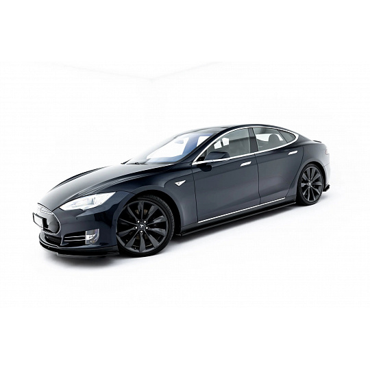 Maxton Design difuzory pod boční prahy ver.2 pro Tesla Model S, černý lesklý plast ABS