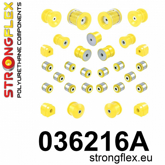 036216A: Strongflex Kompletní sada polyuretanových silentbloků pro zavěšení varianta SPORT 036216A: Strongflex Kompletní sada polyuretanových silentbloků pro zavěšení varianta SPORT