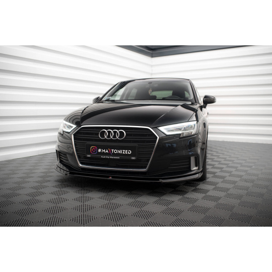 Maxton Design spoiler pod přední nárazník ver.2 pro Audi A3 8V FL, černý lesklý plast ABS, Sportback