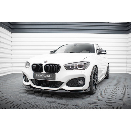 Maxton Design spoiler pod přední nárazník v.4 csl look pro BMW řada 1 F20 Facelift, černý lesklý plast ABS, M-Pack/M140i
