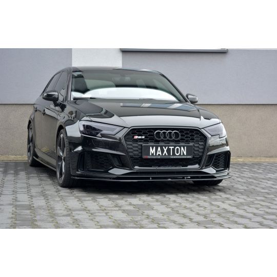 Maxton Design spoiler pod přední nárazník ver.1 pro Audi RS3 8V Facelift, černý lesklý plast ABS, Sportback
