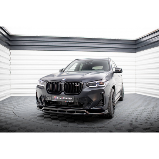 Maxton Design spoiler pod přední nárazník pro BMW X3 G01 Facelift M-Pack, černý lesklý plast ABS
