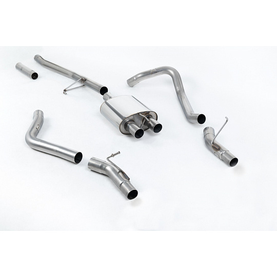 Milltek Sport výfukový systém cat-back boční výfuk (nemění světlou výšku vozu) pro Jeep Gladiator (JT) 3.6 V6 2020-2024, GT-115 leštěné koncovky