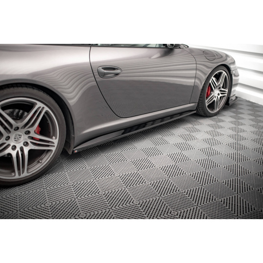 Maxton Design difuzory pod boční prahy pro Porsche 911 997 Carrera Facelift, 997 Carrera GTS Facelift, černý lesklý plast ABS