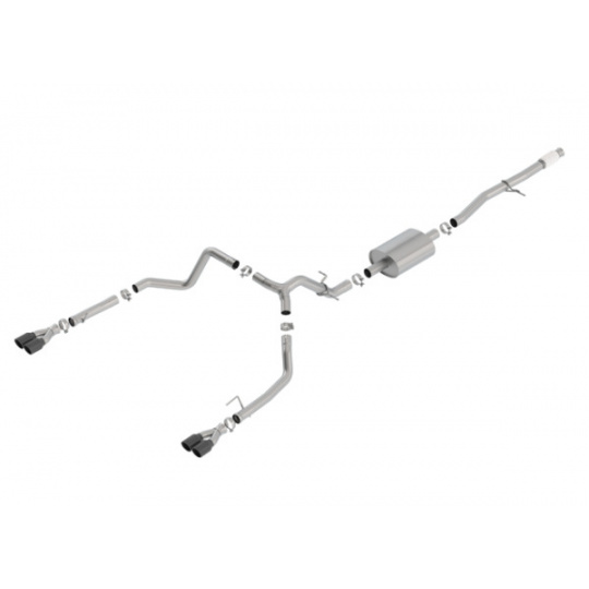 Borla Cat-Back výfukový systém "S-Type" pro Chevrolet Silverado 1500 5,3l V8, s aut. převodovkou, 2WD/AWD, EC/SB 78,8", CC/SHB 69,3", r.v. 2019-2020, typ koncovek: černé