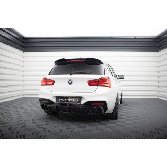 Maxton Design vložka zadního nárazníku pro BMW řada 1 F20 Facelift, černý lesklý plast ABS, M-Pack/M140i, s dvojitou koncovkou na obou stranách