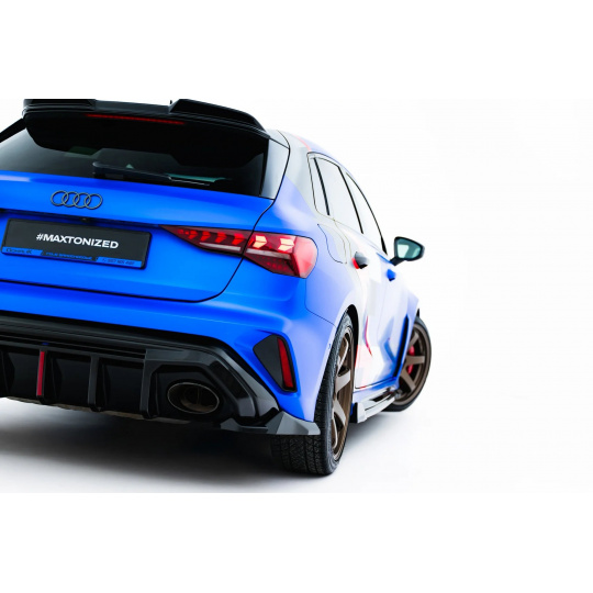 Maxton Design boční difuzory pod zadní nárazník ver.3 pro Audi RS3 8Y Facelift, černý lesklý plast ABS, Sportback