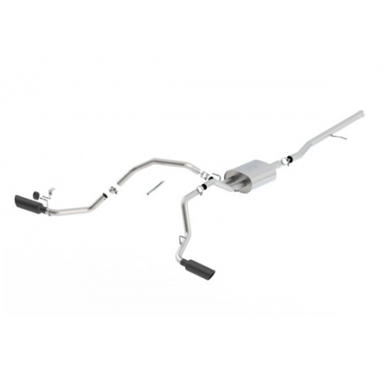 Borla Cat-Back výfukový systém "Touring" s koncovkami z boku pro Chevrolet Silverado 1500 5,3l EC/SB 78,7", CC/SHB 69,3", WB 143,5", r.v. 2014-2018, vč. Silverado 1500 LD (2019), typ koncovek: černé