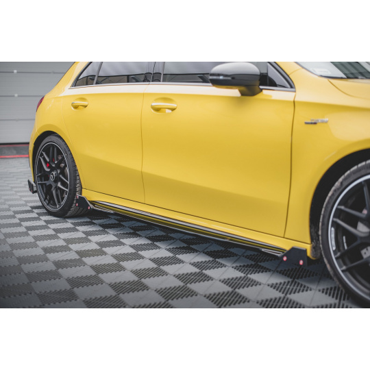 Maxton Design difuzory pod boční prahy s křidélky ver.2 pro Mercedes třída A W177 45 AMG, černý lesklý plast ABS