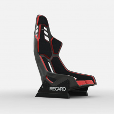 Karbonová sportovní skořepinová sedačka RECARO Podium, černá Alcantara/červená kůže, velikost L