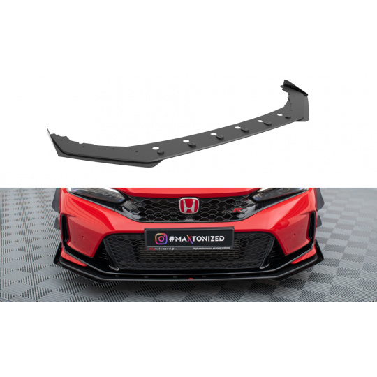 Maxton Design "Street Pro" spoiler pod přední nárazník s křidélky pro Honda Civic Mk11 Type-R, plast ABS bez povrchové úpravy, s červenou linkou