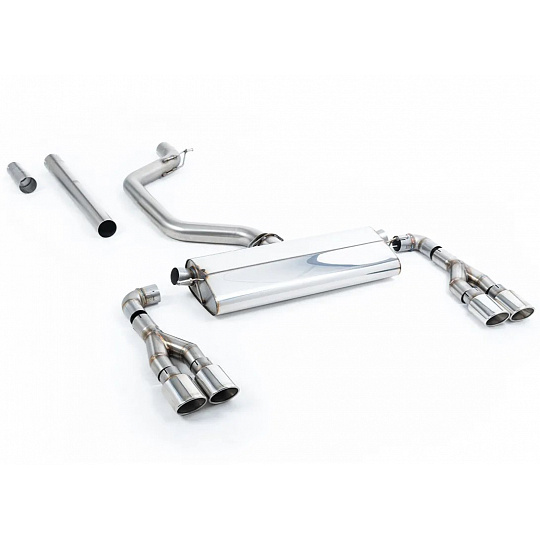 Milltek Sport výfukový systém OPF/GPF Back 80mm (bez rezonátoru - hlasitější) pro Seat Leon Cupra Leon Mk4 Hatch 300ps (s OPF/GPF) 2021-2024, Quad Polished Ovals (Require Trimming of Plastic Rear Diffuser)
