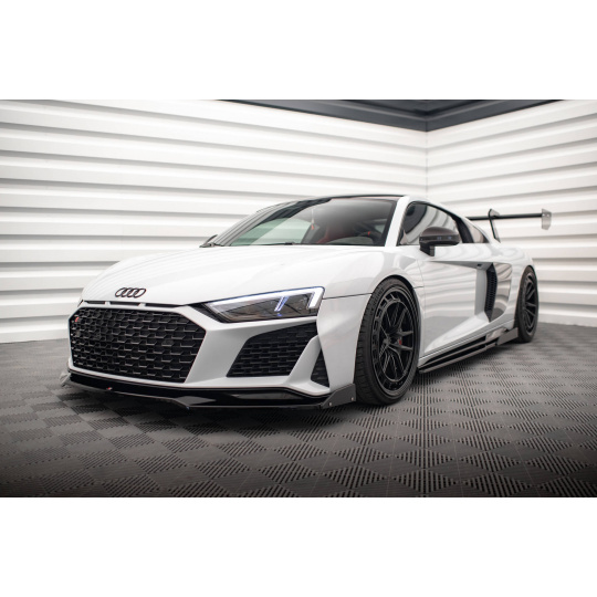 Maxton Design spoiler pod přední nárazník ver.3 s křidélky pro Audi R8 Mk2 Facelift, černý lesklý plast ABS